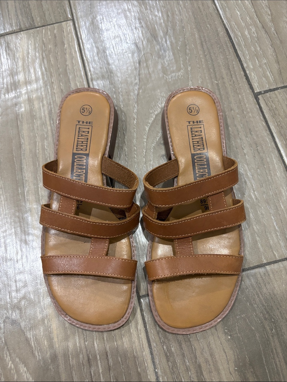 Women's Tan Triple-Strap Slide Sandals